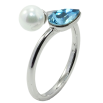 Каблучка Xuping колір Родій з кр-ми Swarovski "Кристал Aquamarine з перлиною" фото №3 Каблучка Xuping колір Родій з кр-ми Swarovski "Кристал Aquamarine з перлиною" фото №3