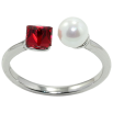 Кольцо Xuping цвет Родий с кр-ми Swarovski "Кристальный кубик Siam с жемчугом, ø 6мм, 4х4мм" фото №2