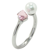 Кольцо Xuping цвет Родий с кр-ми Swarovski "Кристальный кубик Rose с жемчугом, ø 6мм, 4х4мм" фото №2 Кольцо Xuping цвет Родий с кр-ми Swarovski "Кристальный кубик Rose с жемчугом, ø 6мм, 4х4мм" фото №2
