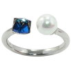 Кольцо Xuping цвет Родий с кр-ми Swarovski "Кристальный кубик Metallic Blue с жемчугом, ø 6мм, 4х4мм" фото №2 Кольцо Xuping цвет Родий с кр-ми Swarovski "Кристальный кубик Metallic Blue с жемчугом, ø 6мм, 4х4мм" фото №2