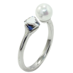 Кольцо Xuping цвет Родий с кр-ми Swarovski "Кристальный кубик Metallic Blue с жемчугом, ø 6мм, 4х4мм" фото №3 Кольцо Xuping цвет Родий с кр-ми Swarovski "Кристальный кубик Metallic Blue с жемчугом, ø 6мм, 4х4мм" фото №3