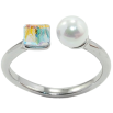 Кольцо Xuping цвет Родий с кр-ми Swarovski "Кристальный кубик АВ с жемчугом, ø 6мм, 4х4мм" фото №3 Кольцо Xuping цвет Родий с кр-ми Swarovski "Кристальный кубик АВ с жемчугом, ø 6мм, 4х4мм" фото №3