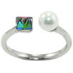 Кольцо Xuping цвет Родий с кр-ми Swarovski "Кристальный кубик Vitrail Medium с жемчугом, ø 6мм, 4х4мм" фото №2 Кольцо Xuping цвет Родий с кр-ми Swarovski "Кристальный кубик Vitrail Medium с жемчугом, ø 6мм, 4х4мм" фото №2