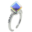 Каблучка Xuping колір Родій з кр-ми Swarovski "Кристальний куб АВ, 8х8мм" фото №2