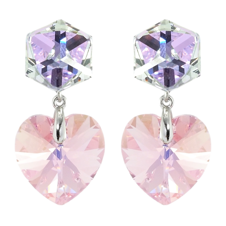 Сережки Xuping колір Родій з кристалами Swarovski пусети Кристали Lavender та Rose Peach Shimmer фото №11 Сережки Xuping колір Родій з кристалами Swarovski пусети Кристали Lavender та Rose Peach Shimmer фото №11