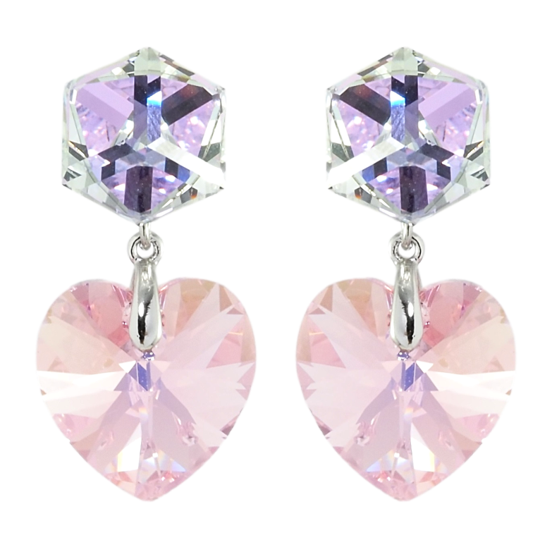 Серьги Xuping цвет Родий с кристаллами Swarovski пусеты Кристаллы Lavender и Rose Peach Shimmer фото №2 Серьги Xuping цвет Родий с кристаллами Swarovski пусеты Кристаллы Lavender и Rose Peach Shimmer фото №2