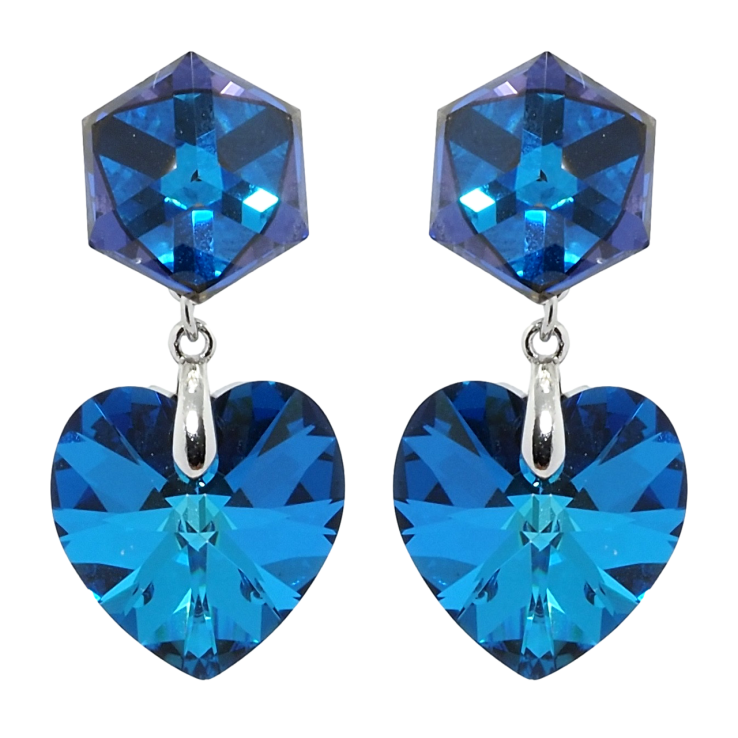 Сережки Xuping колір Родій з кристалами Swarovski пусети Кристали Capri Blue фото №12 Сережки Xuping колір Родій з кристалами Swarovski пусети Кристали Capri Blue фото №12