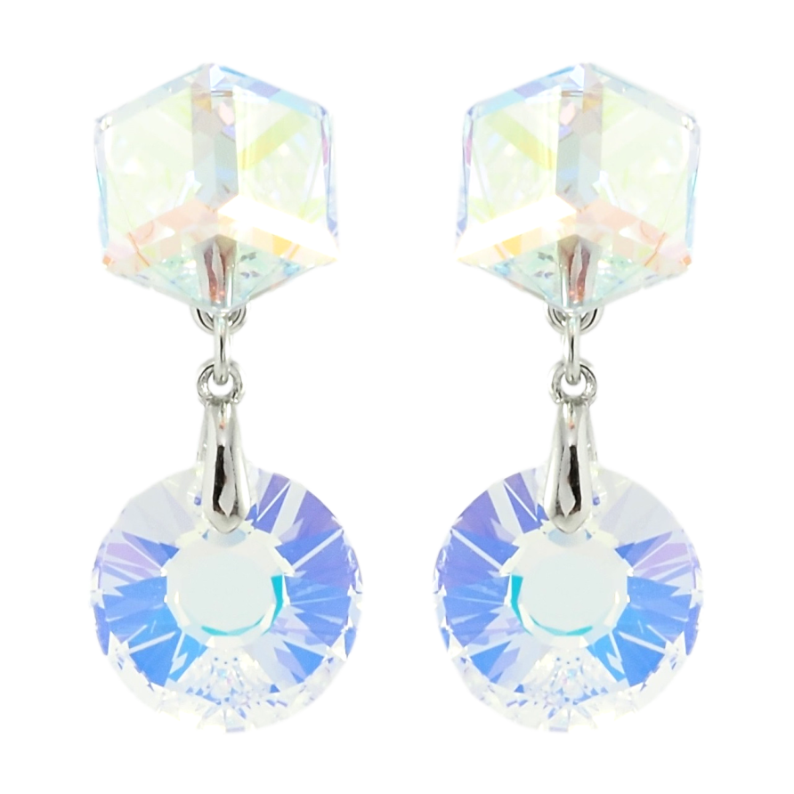 Серьги Xuping цвет Родий с кристаллами Swarovski пусеты Кристаллы Shimmer фото №1