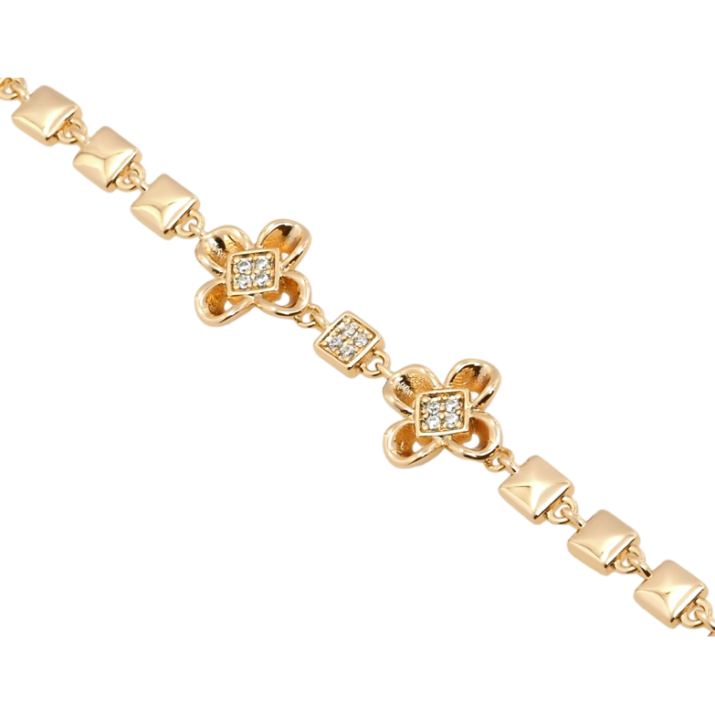 Браслет Xuping Позолота 18K Дві квіточки довжина з дод. замком 16.5,18.5см х 4мм фото №8