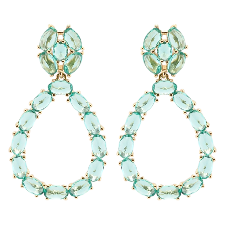 Сережки Xuping Позолота 18K пусети Крапельки з бірюзовими фіанітами фото №19 Сережки Xuping Позолота 18K пусети Крапельки з бірюзовими фіанітами фото №19