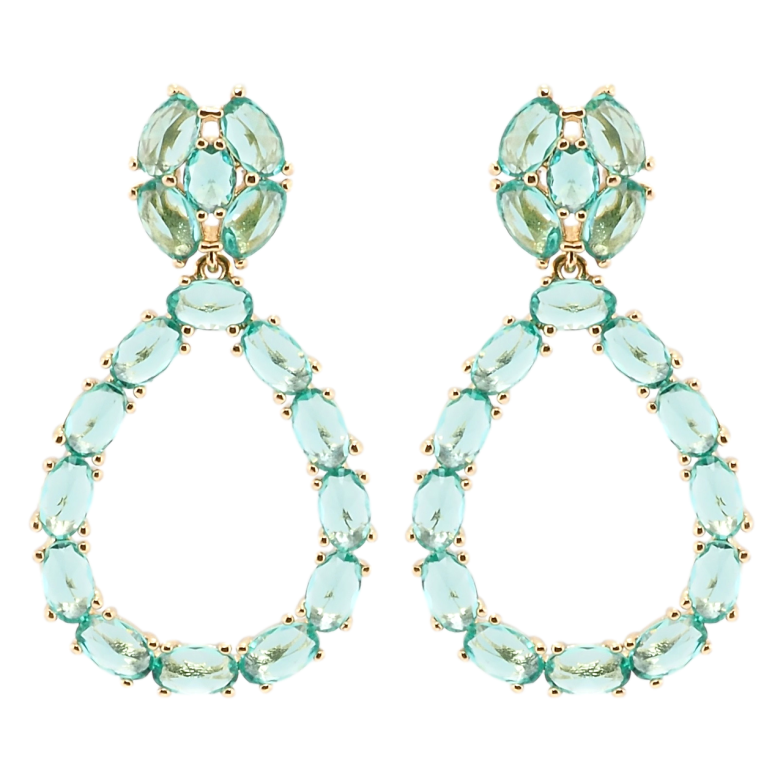 Сережки Xuping Позолота 18K пусети Крапельки з бірюзовими фіанітами фото №5 Сережки Xuping Позолота 18K пусети Крапельки з бірюзовими фіанітами фото №5