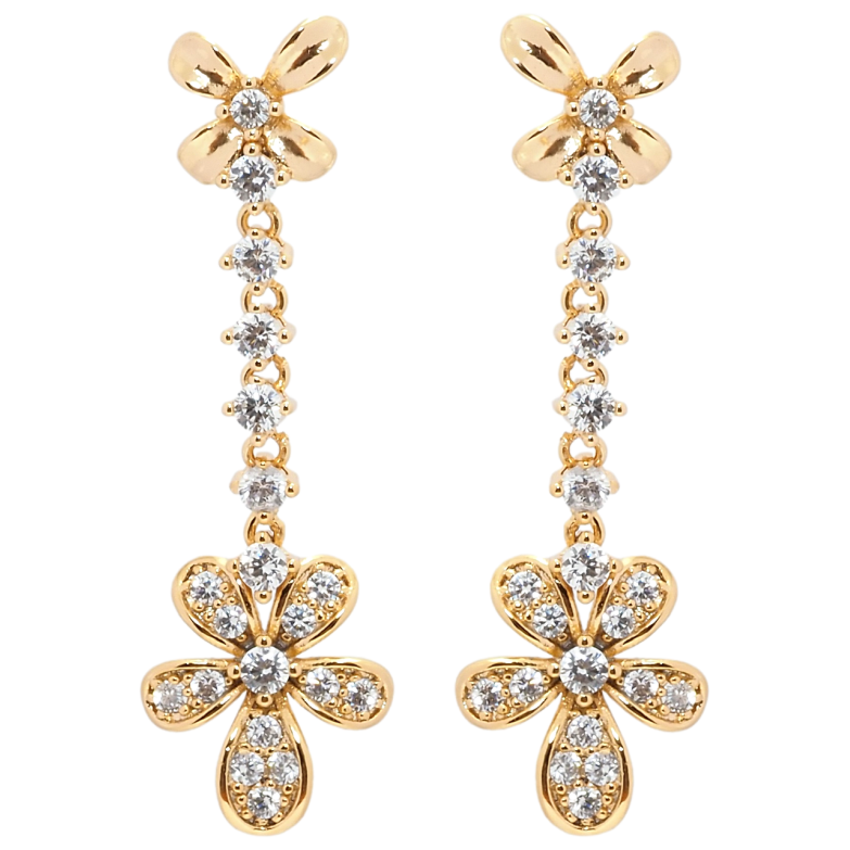Сережки Xuping Позолота 18K пусети Квіткові підвіски фото №1 Сережки Xuping Позолота 18K пусети Квіткові підвіски фото №1