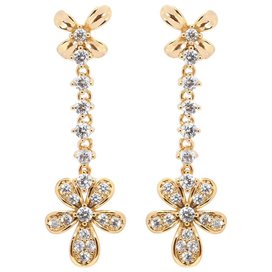 Сережки Xuping Позолота 18K пусети Квіткові підвіски фото №1 Сережки Xuping Позолота 18K пусети Квіткові підвіски фото №1