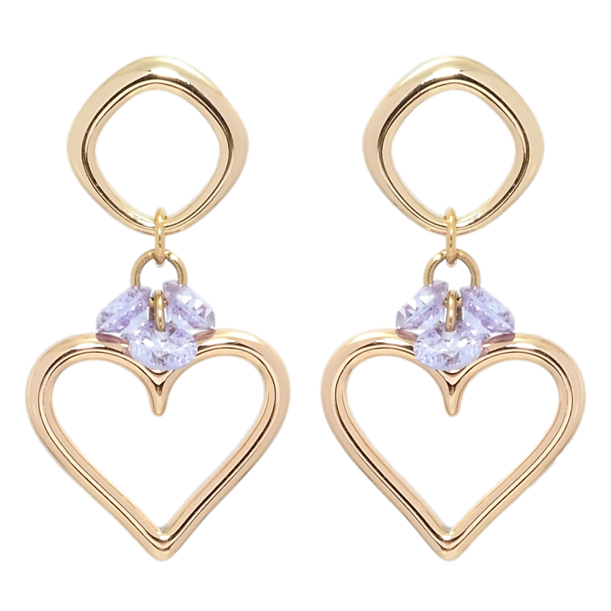 Серьги Xuping Позолота 18K пусеты Романтические подвески с сиреневыми фианитами фото №1 Серьги Xuping Позолота 18K пусеты Романтические подвески с сиреневыми фианитами фото №1
