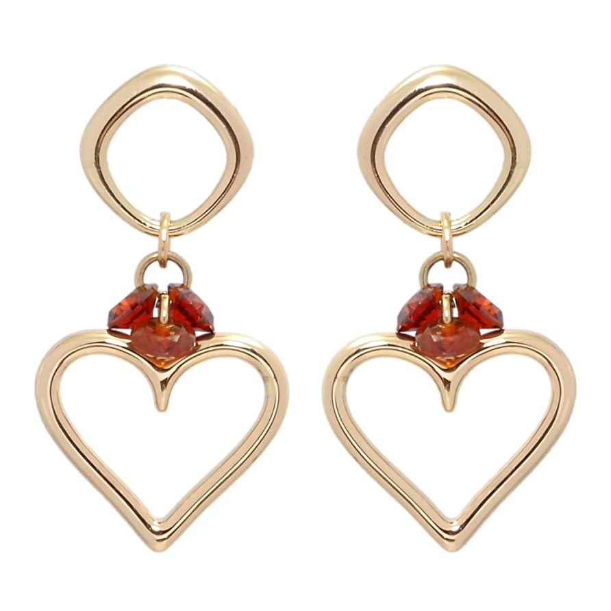 Серьги Xuping Позолота 18K пусеты Романтические подвески с красными фианитами фото №1 Серьги Xuping Позолота 18K пусеты Романтические подвески с красными фианитами фото №1