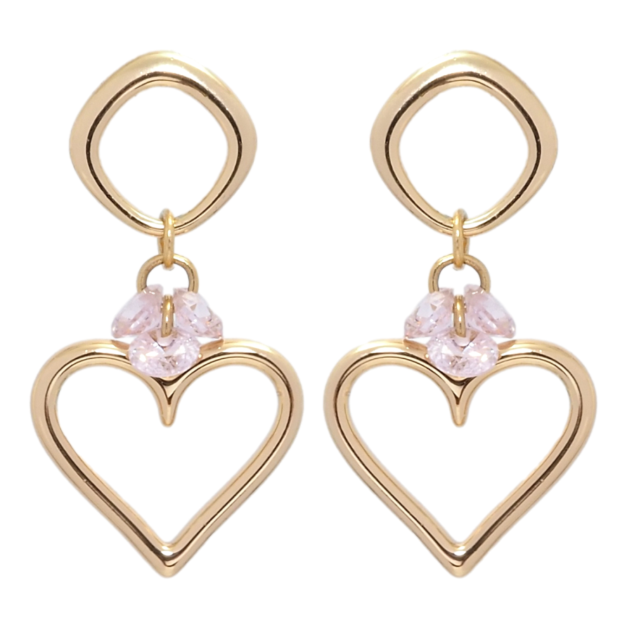 Серьги Xuping Позолота 18K пусеты Романтические подвески с розовыми фианитами фото №1 Серьги Xuping Позолота 18K пусеты Романтические подвески с розовыми фианитами фото №1