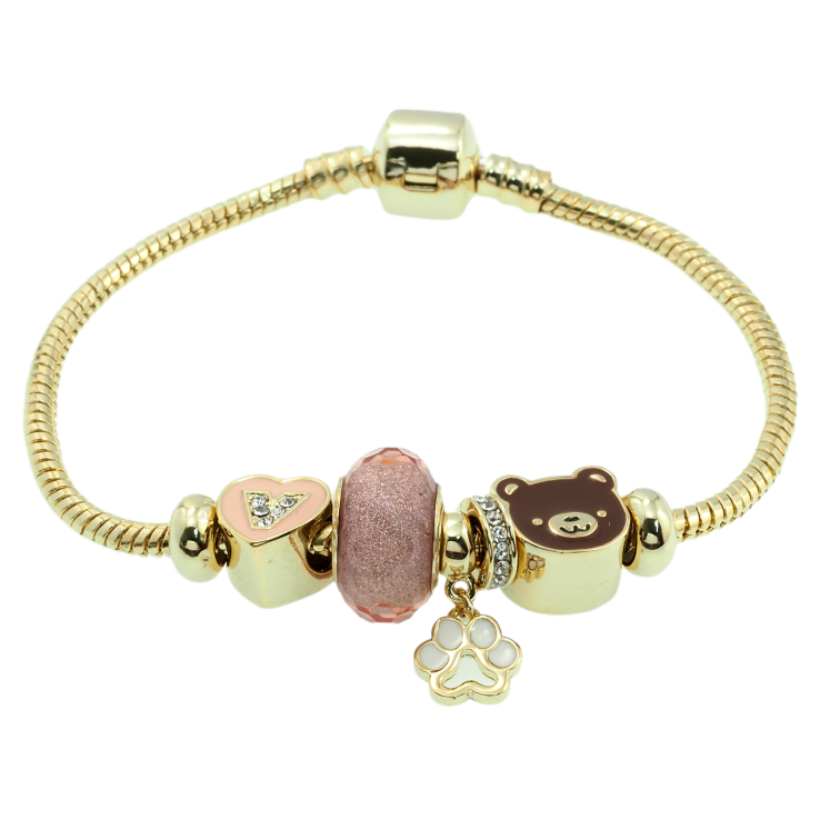 Браслет Xuping Позолота 14K В стиле Pandora Ювелирный шнур с бусинами длина 18.5см х 3мм фото №19