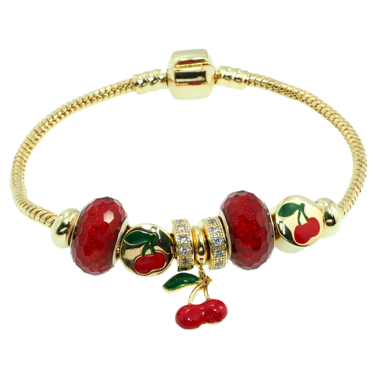 Браслет Xuping Позолота 14K В стиле Pandora Ювелирный шнур с бусинами длина 18.5см х 3мм фото №22