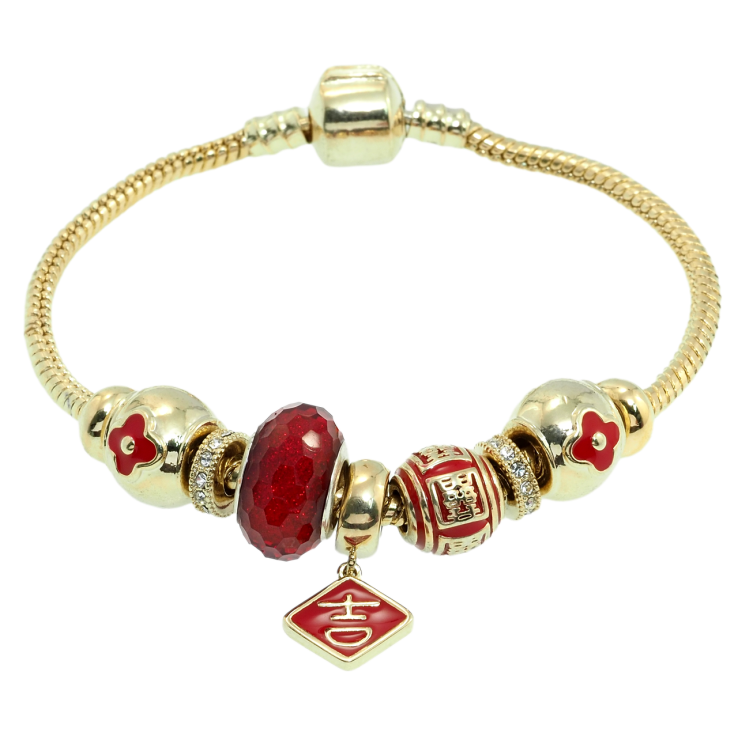 Браслет Xuping Позолота 14K В стиле Pandora Ювелирный шнур с бусинами длина 18.5см х 3мм фото №21