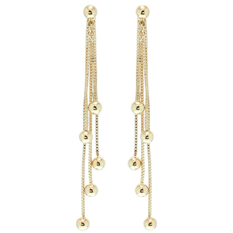 Сережки Xuping QQMM Позолота 18K пусети Кульки на ланцюжках фото №1
