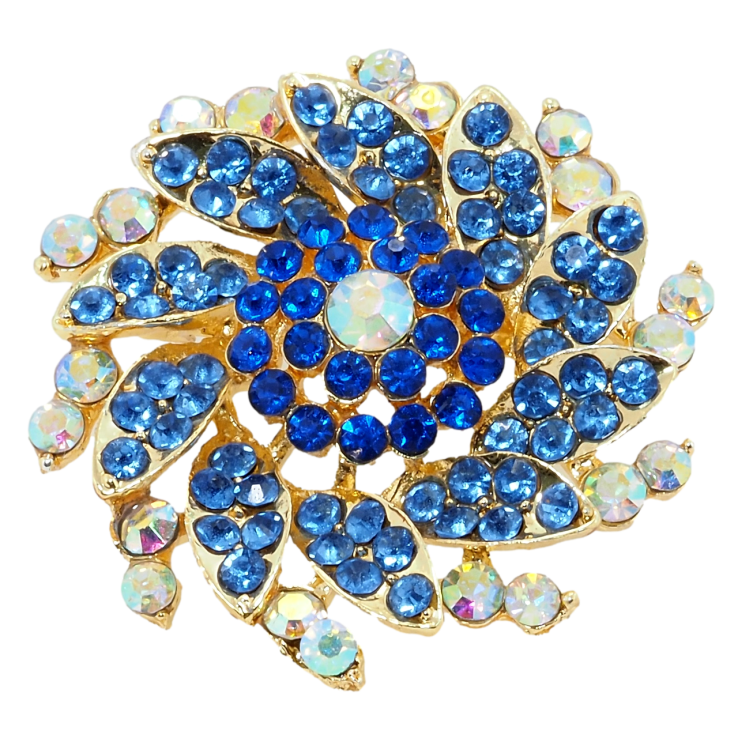 Брошка Квітка з синіми стразами фото №8 Брошка Квітка з синіми стразами фото №8