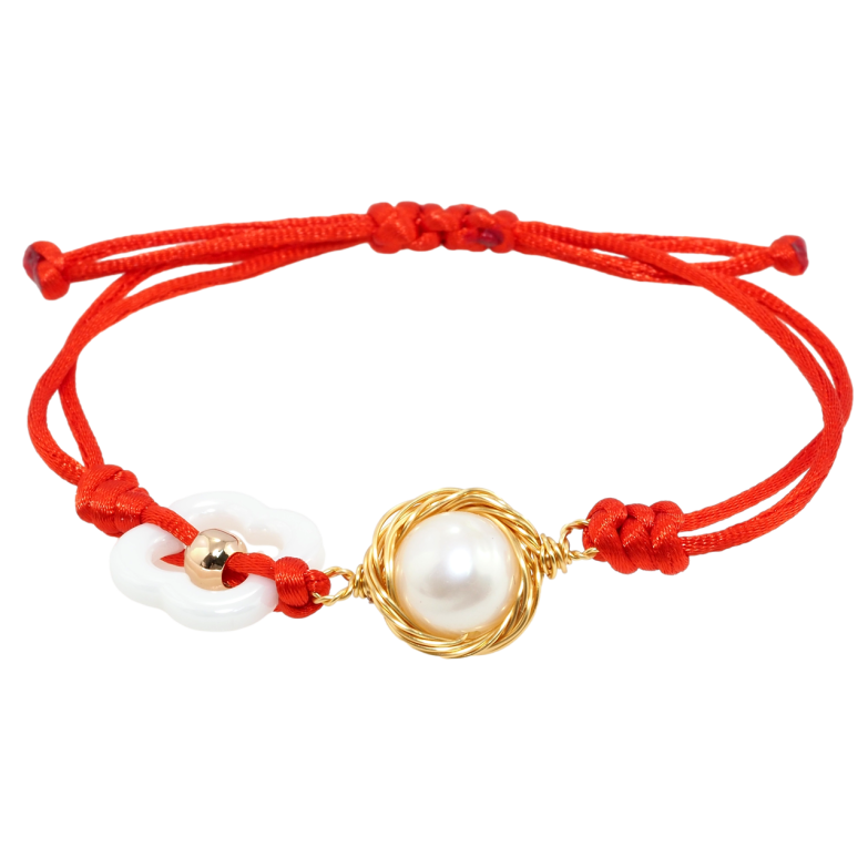 Браслет Xuping Позолота 18K Красный шнур с бусинами длина на затяжке 12-22см х 3мм фото №1