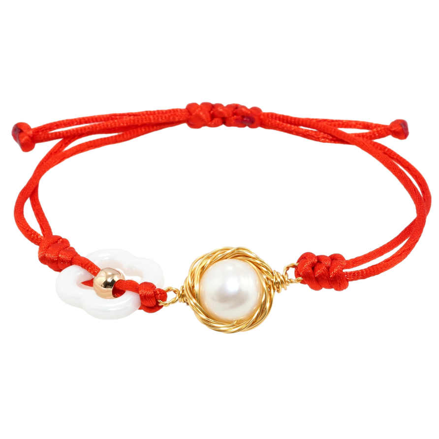 Браслет Xuping Позолота 18K Красный шнур с бусинами длина на затяжке 12-22см х 3мм фото №1
