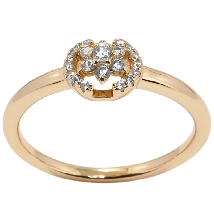 Каблучка Xuping Позолота 18K Кристальна квіточка фото №6