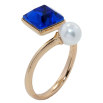 Кольцо Xuping цвет 18K с кр-ми Swarovski Кристалл Capri Blue с жемчугом 8х8мм, ø 6мм фото №2 Кольцо Xuping цвет 18K с кр-ми Swarovski Кристалл Capri Blue с жемчугом 8х8мм, ø 6мм фото №2