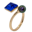 Кольцо Xuping цвет 18K с кр-ми Swarovski Кристалл Capri Blue с черным жемчугом фото №2 Кольцо Xuping цвет 18K с кр-ми Swarovski Кристалл Capri Blue с черным жемчугом фото №2