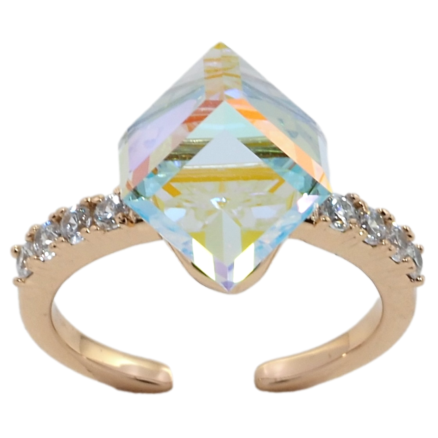 Каблучка Xuping колір 18K з кр-ми Swarovski Кристальний куб Shimmer фото №1 Каблучка Xuping колір 18K з кр-ми Swarovski Кристальний куб Shimmer фото №1
