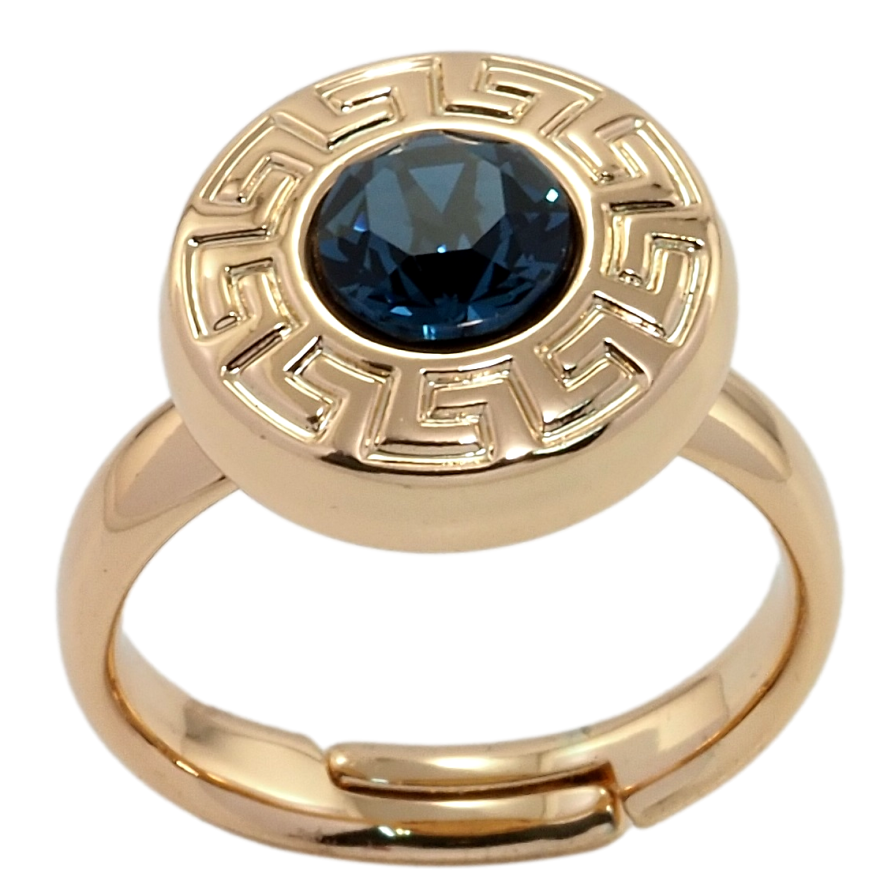 Кольцо Xuping цвет 18K с кр-ми Swarovski Кристалл Montana с греческим узором фото №1 Кольцо Xuping цвет 18K с кр-ми Swarovski Кристалл Montana с греческим узором фото №1