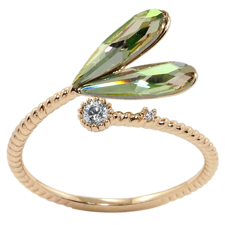 Кольцо Xuping цвет 18K с кр-ми Swarovski Сердце из кристаллов Chrysolite фото №1