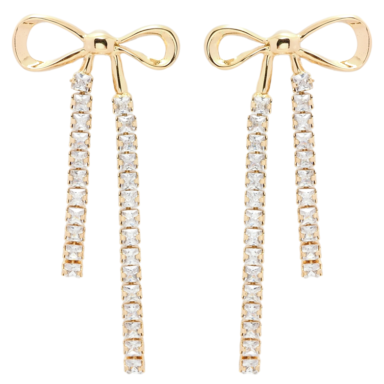 Сережки Xuping QQMM Позолота 18K пусети Банти з доріжками цирконію фото №3 Сережки Xuping QQMM Позолота 18K пусети Банти з доріжками цирконію фото №3