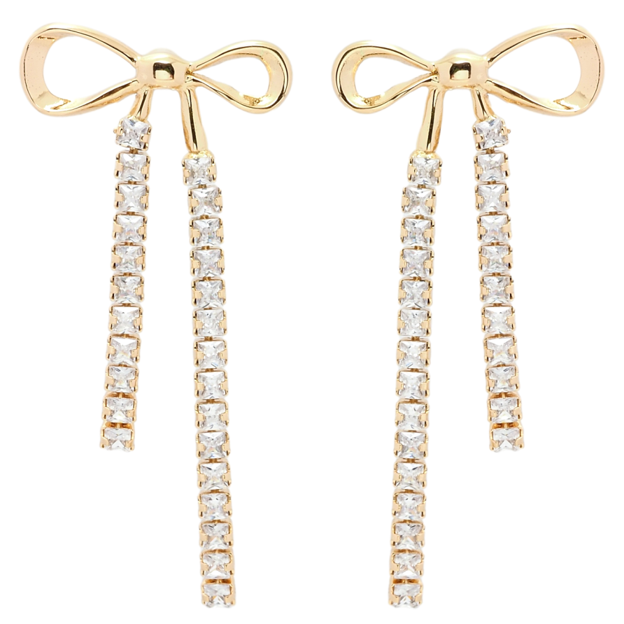 Сережки Xuping QQMM Позолота 18K пусети Банти з доріжками цирконію фото №1 Сережки Xuping QQMM Позолота 18K пусети Банти з доріжками цирконію фото №1
