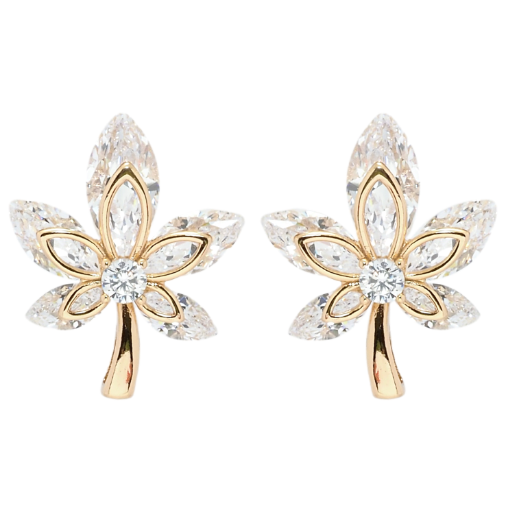 Сережки Xuping QQMM Позолота 18K пусети Кристальні листочки фото №2 Сережки Xuping QQMM Позолота 18K пусети Кристальні листочки фото №2