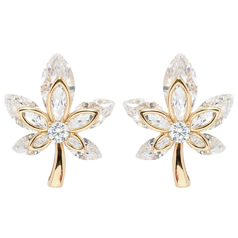 Сережки Xuping QQMM Позолота 18K пусети Кристальні листочки фото №1 Сережки Xuping QQMM Позолота 18K пусети Кристальні листочки фото №1