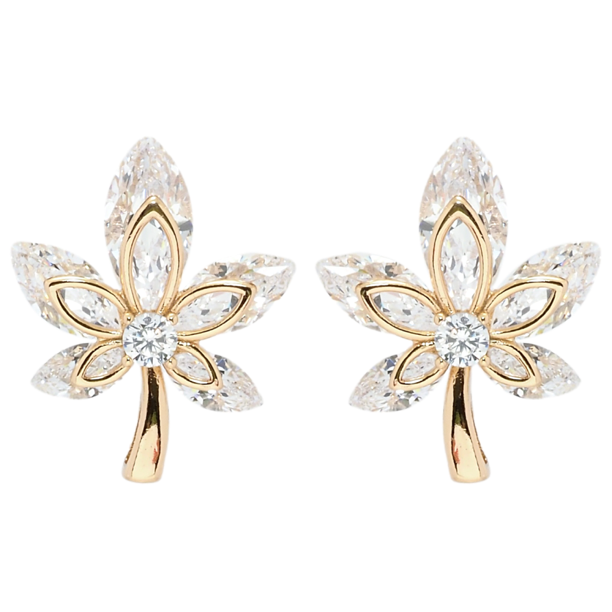 Сережки Xuping QQMM Позолота 18K пусети Кристальні листочки фото №1 Сережки Xuping QQMM Позолота 18K пусети Кристальні листочки фото №1