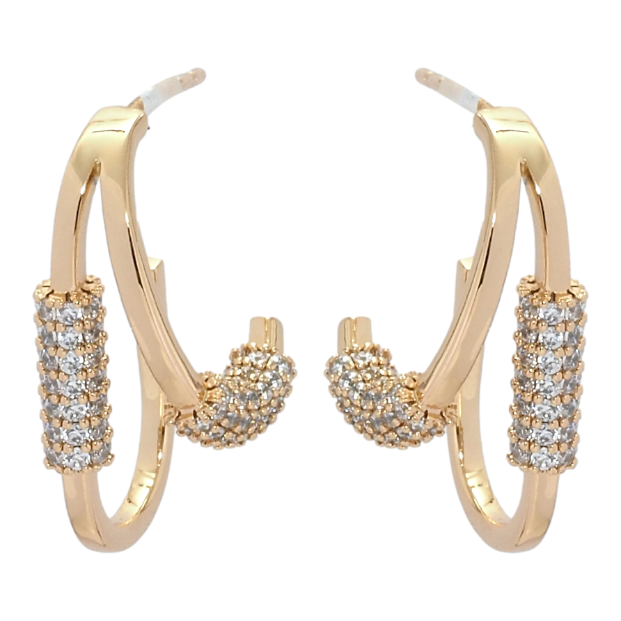 Серьги Xuping QQMM Позолота 18K пусеты Декоративные петельки с цирконием фото №1 Серьги Xuping QQMM Позолота 18K пусеты Декоративные петельки с цирконием фото №1