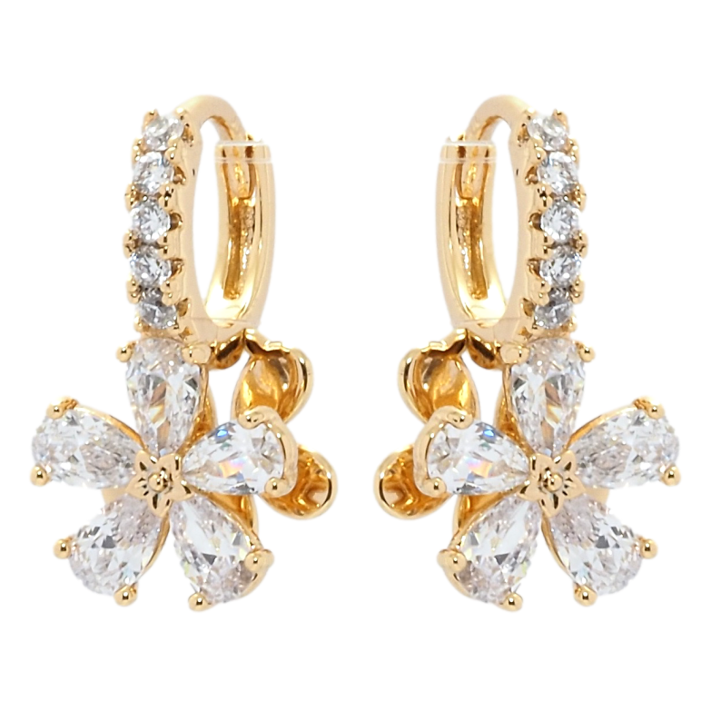 Сережки Xuping QQMM Позолота 18K підвіски на колечках Кристальні квіточки фото №7 Сережки Xuping QQMM Позолота 18K підвіски на колечках Кристальні квіточки фото №7