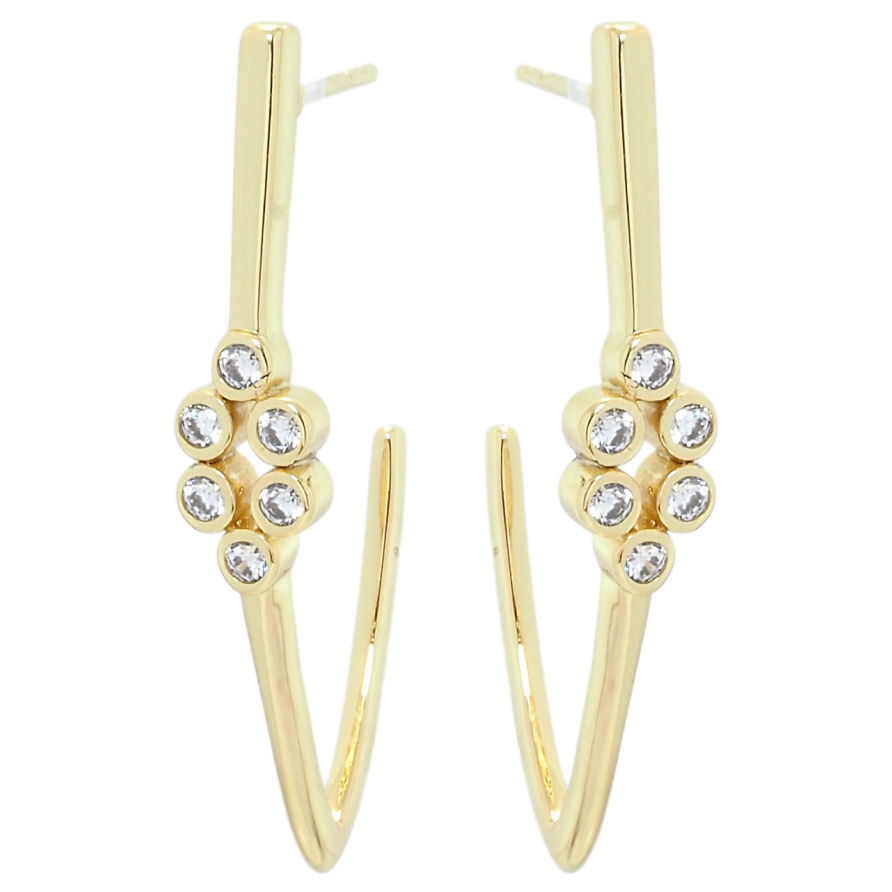 Сережки Xuping QQMM Позолота 14K пусети Скоби з цирконієм фото №1 Сережки Xuping QQMM Позолота 14K пусети Скоби з цирконієм фото №1
