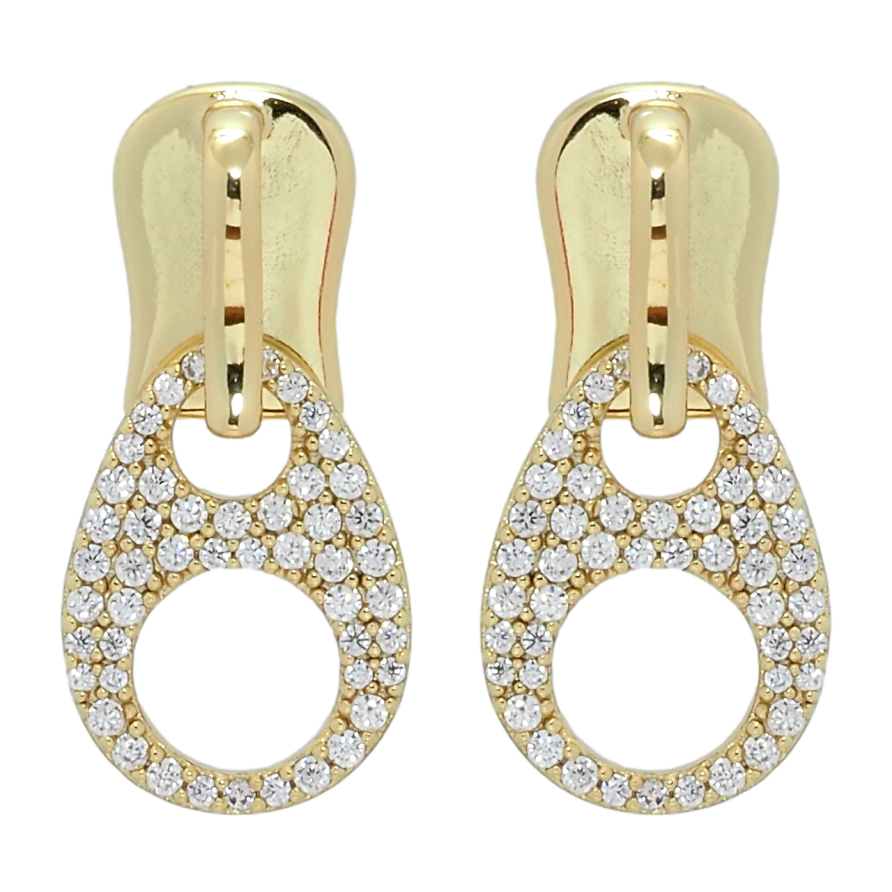 Сережки Xuping QQMM Позолота 14K пусети Бігунки з цирконієм фото №1 Сережки Xuping QQMM Позолота 14K пусети Бігунки з цирконієм фото №1