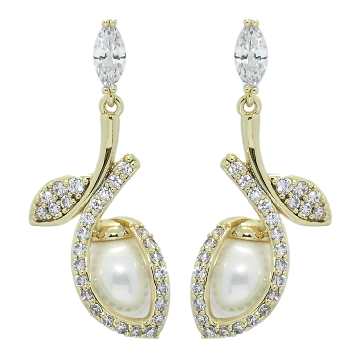 Сережки Xuping QQMM Позолота 14K пусети Перлинні підвіски з цирконієм фото №17 Сережки Xuping QQMM Позолота 14K пусети Перлинні підвіски з цирконієм фото №17
