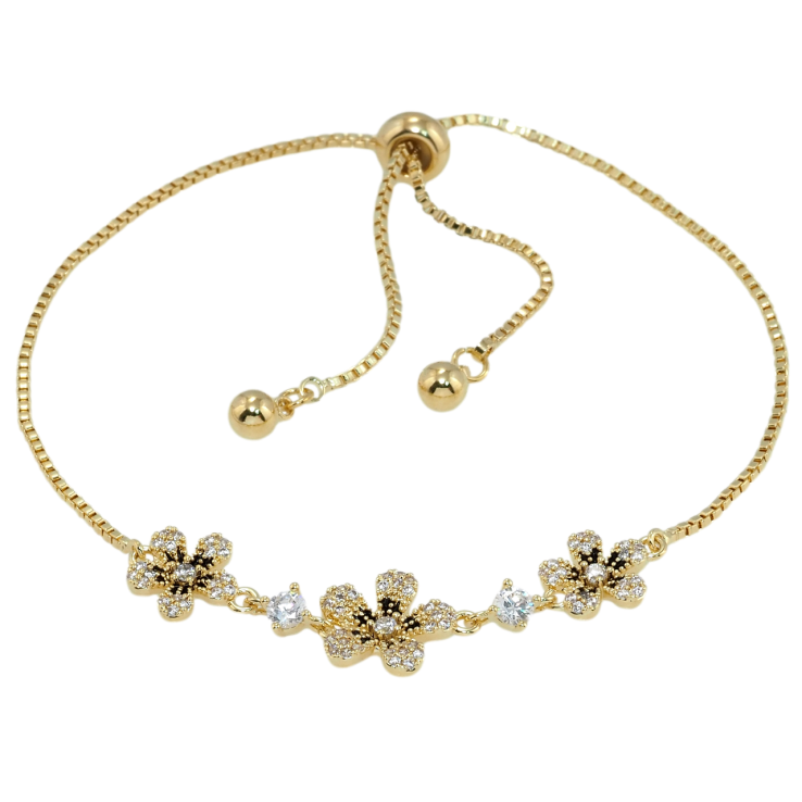 Браслет Xuping QQMM Позолота 14K Цветочки с цирконием на бегунке 12-22см х 1мм фото №24 Браслет Xuping QQMM Позолота 14K Цветочки с цирконием на бегунке 12-22см х 1мм фото №24