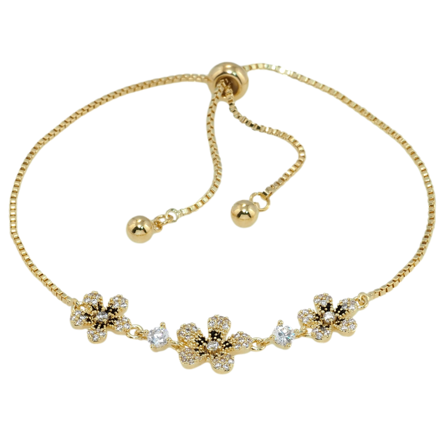 Браслет Xuping QQMM Позолота 14K Цветочки с цирконием на бегунке 12-22см х 1мм фото №1 Браслет Xuping QQMM Позолота 14K Цветочки с цирконием на бегунке 12-22см х 1мм фото №1