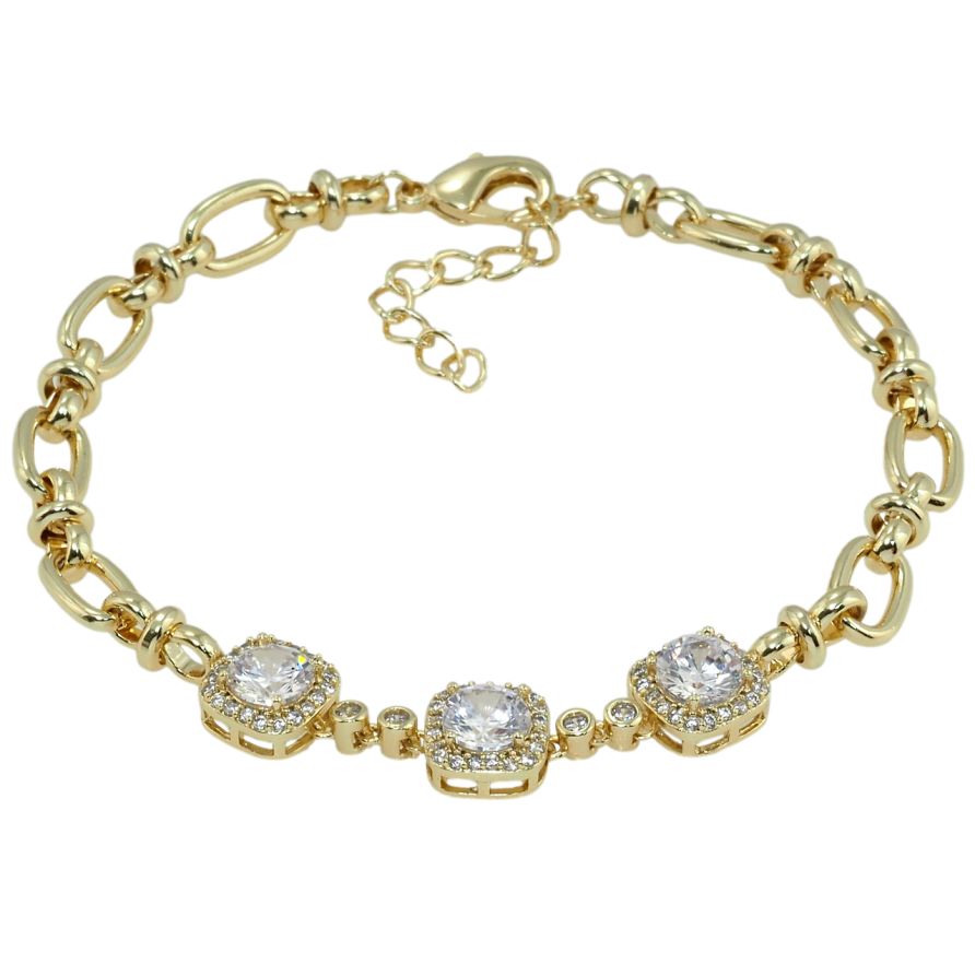 Браслет Xuping QQMM Позолота 14K Цепочка с вставкой из фианитов длина с доп.цепочкой 16-19см х 3-5мм фото №1 Браслет Xuping QQMM Позолота 14K Цепочка с вставкой из фианитов длина с доп.цепочкой 16-19см х 3-5мм фото №1