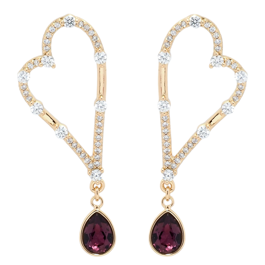 Серьги Xuping цвет 18K с кристаллами Swarovski пусеты Сердечки с кр-ми Amethyst фото №1 Серьги Xuping цвет 18K с кристаллами Swarovski пусеты Сердечки с кр-ми Amethyst фото №1
