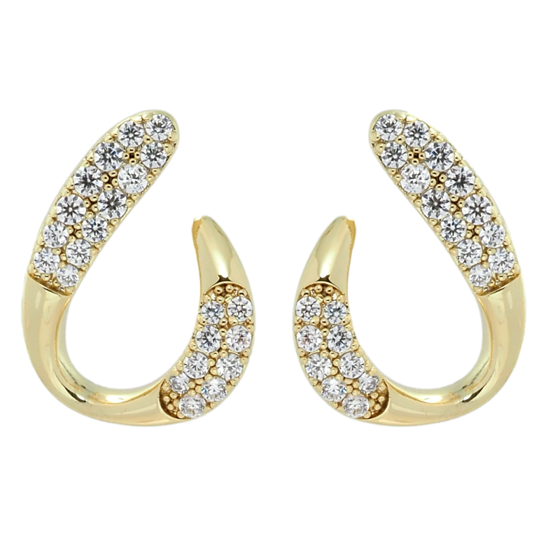 Серьги Xuping QQMM Позолота 14K пусеты Петельки с инкрустацией цирконием фото №9
