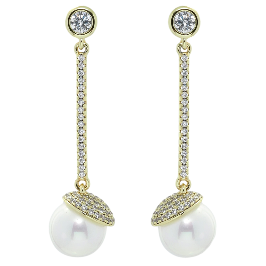 Серьги Xuping QQMM Позолота 14K пусеты Жемчужные подвески с инкрустацией цирконием фото №1 Серьги Xuping QQMM Позолота 14K пусеты Жемчужные подвески с инкрустацией цирконием фото №1
