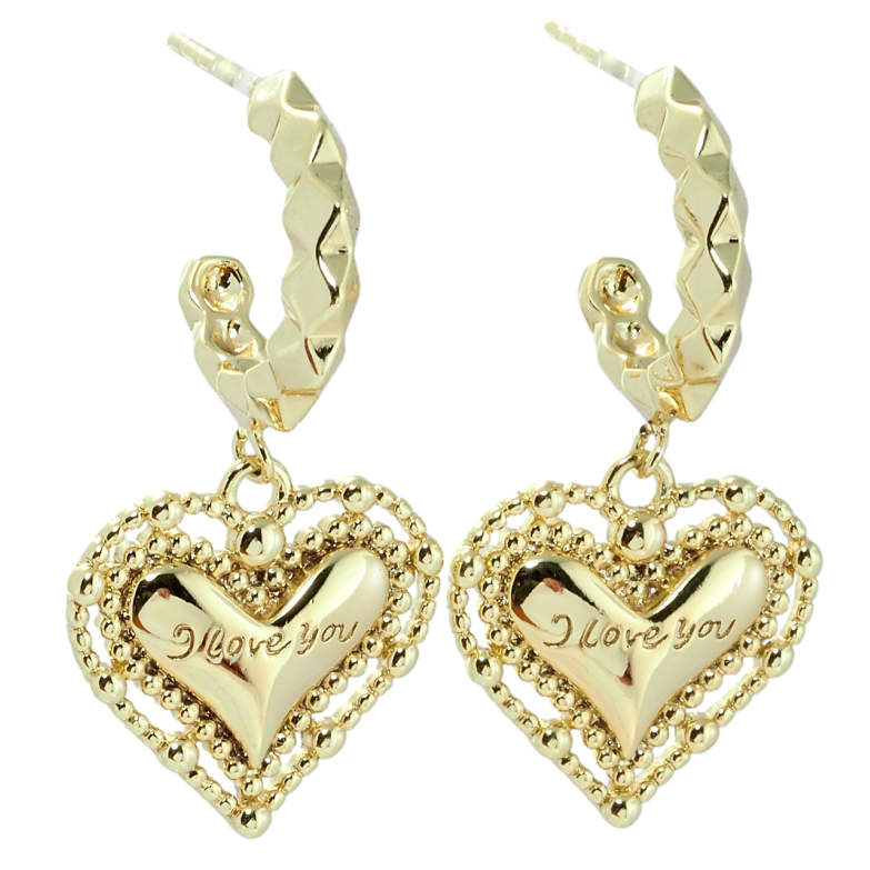 Сережки Xuping QQMM Позолота 14K пусети Сердечки I Love You фото №6 Сережки Xuping QQMM Позолота 14K пусети Сердечки I Love You фото №6